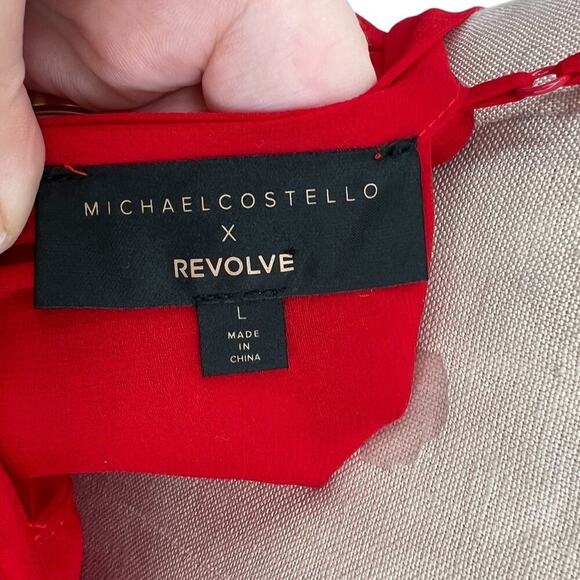 Michael Costello x Revolve Justin Gown Red Maxi‎ Lace Slit Size Large - Picture 14 of 16